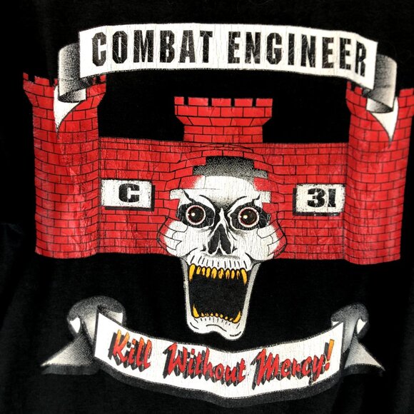 VTG US Army C 31 "Kill Without Mercey" Combat Engineers SS 80s Jerzees Size L/XL - Picture 4 of 7
